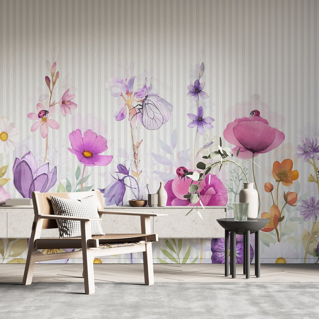 Fiori viola su righe — ambiente 1