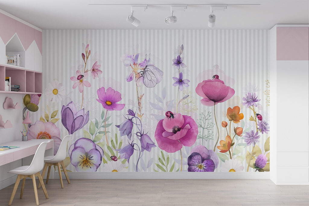 Fiori viola su righe — ambiente 2