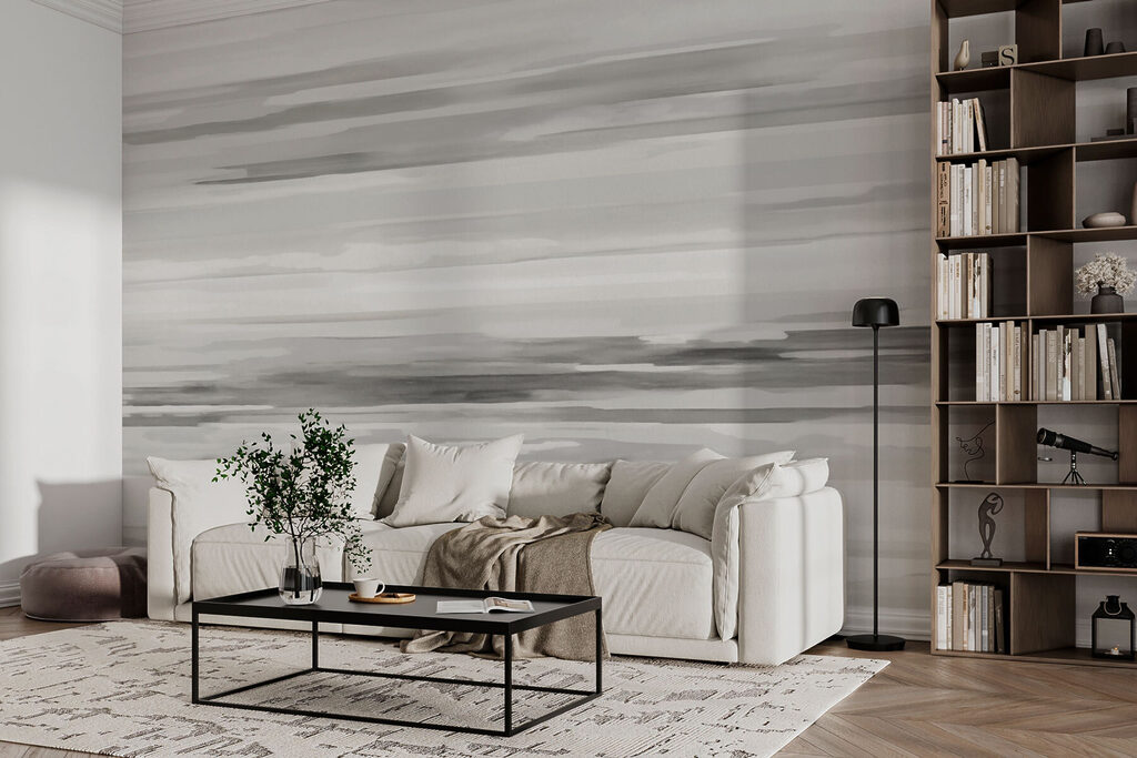 Pennellate grigie su bianco — ambiente 2