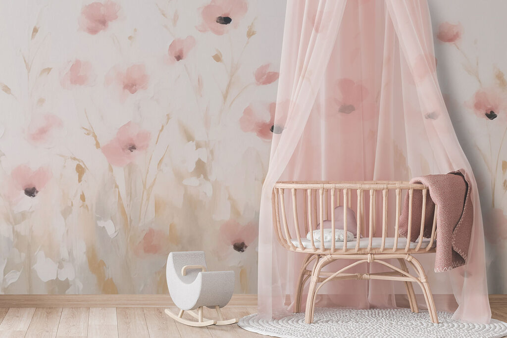 Prato di fiori rosa in un ambiente