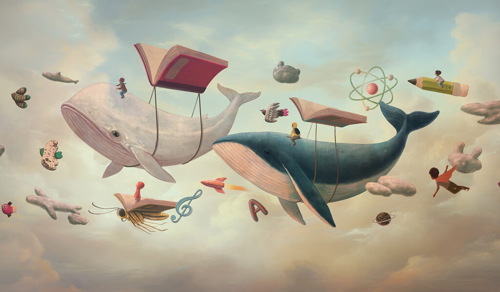 Balene tra i libri — design completo