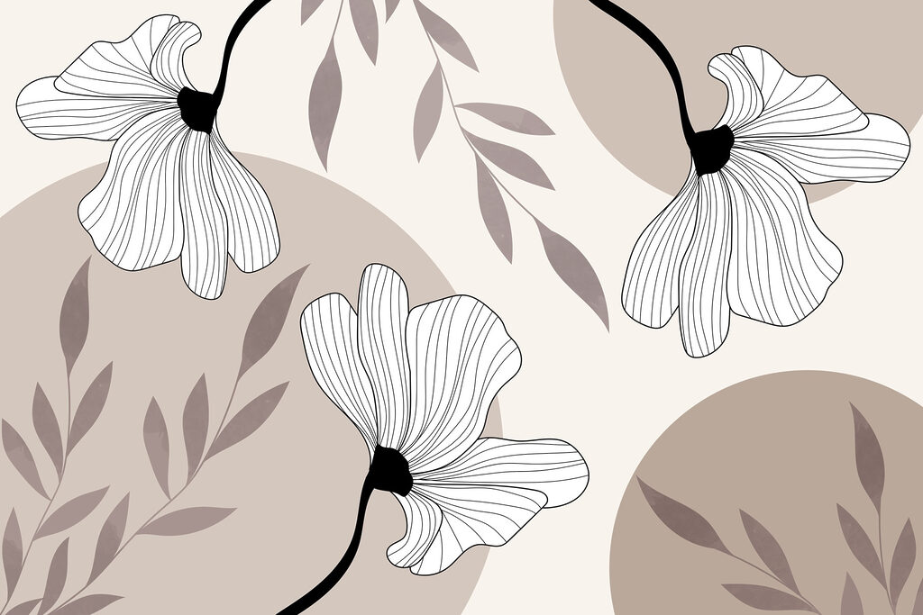 Fiori bianchi con contorni — design completo