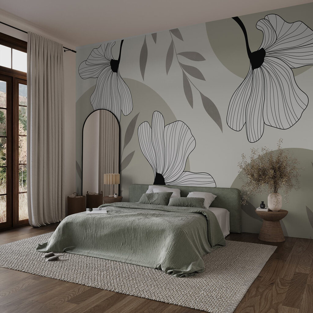 Fiori bianchi con contorni in un ambiente