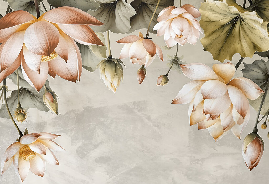 Fiori pendenti color albicocca — design completo
