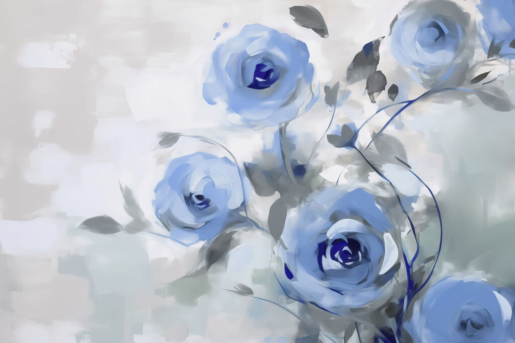 Rose blu dipinte — design completo