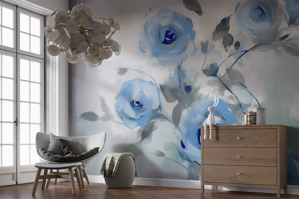 Rose blu dipinte — ambiente 2