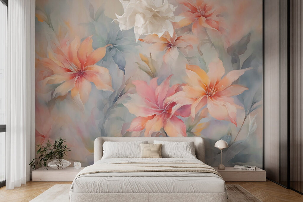 Fiori inclinati tra pennellate — ambiente 1