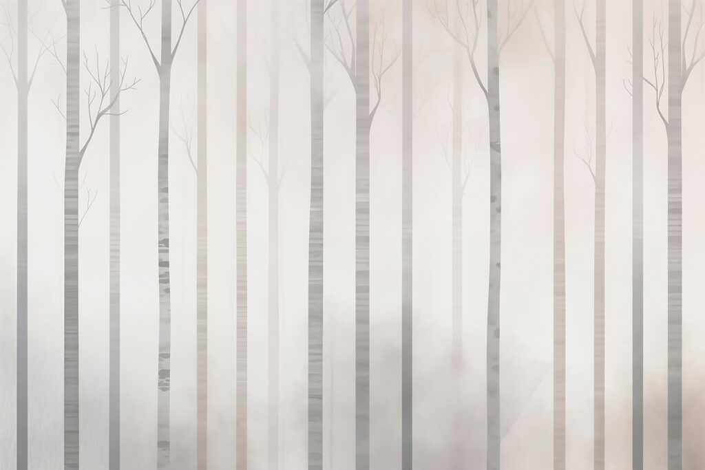Tronchi sottili nella nebbia — design completo
