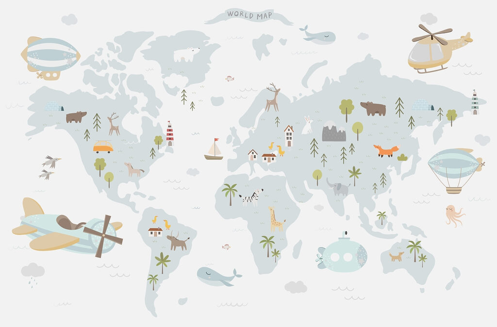 Mappa con piccoli viaggiatori — design completo