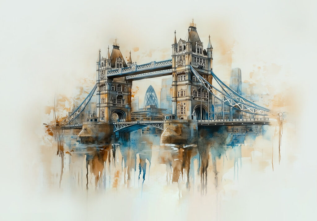 Tower Bridge in acquerello — design completo