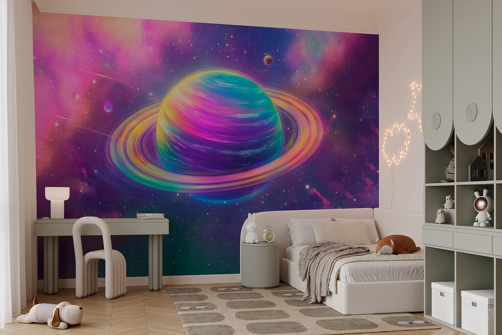 Pianeta arcobaleno con anelli — ambiente 4