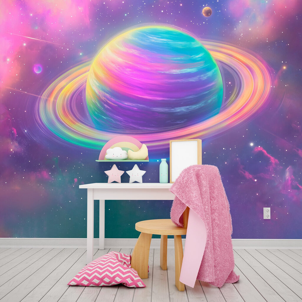 Pianeta arcobaleno con anelli — ambiente 5