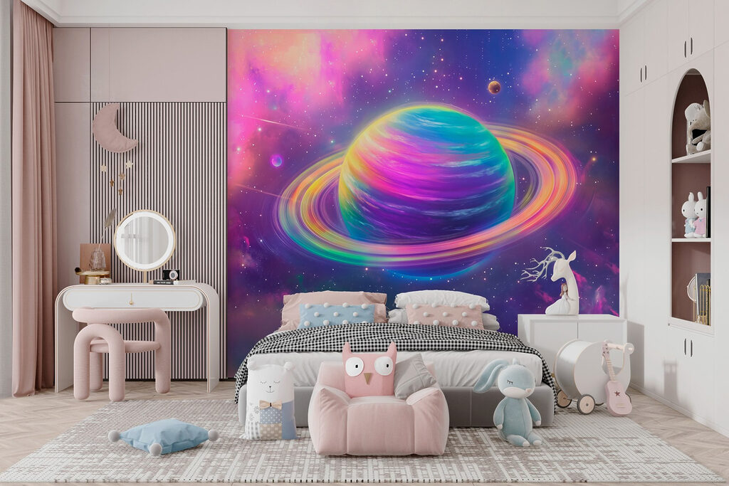 Pianeta arcobaleno con anelli — ambiente 6