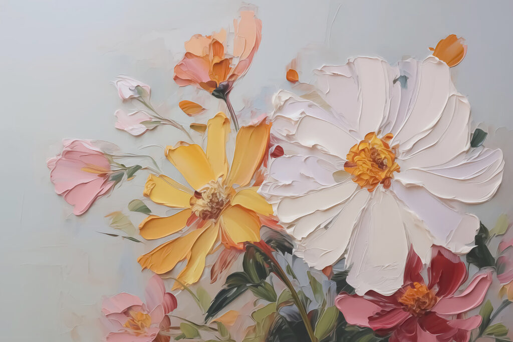 Fiori a pennellate spesse — design completo