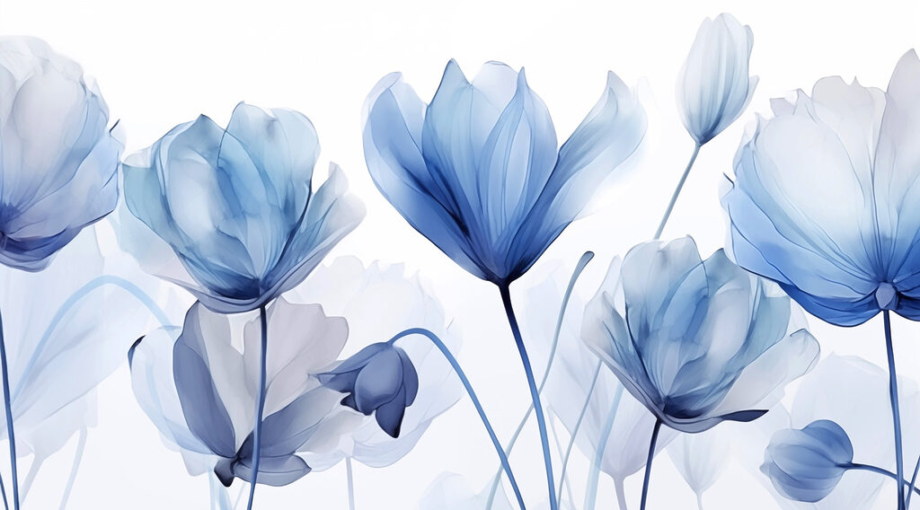 Fiori blu a strati — design completo