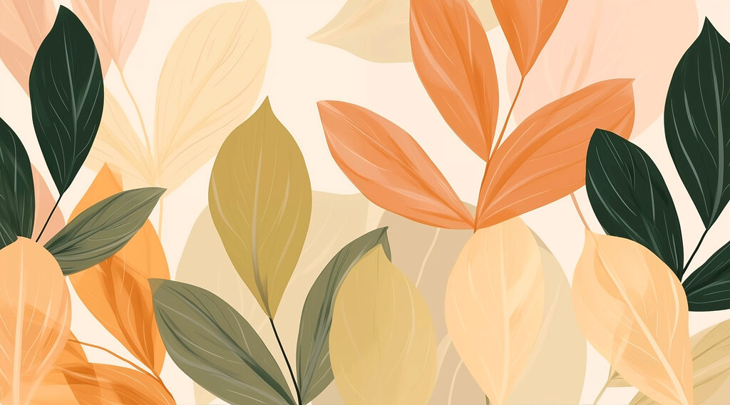 Foglie arancio e verdi — design completo