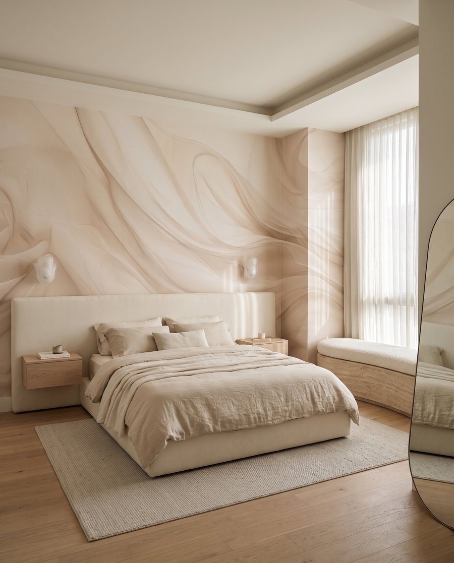 Forme crema in movimento in un ambiente
