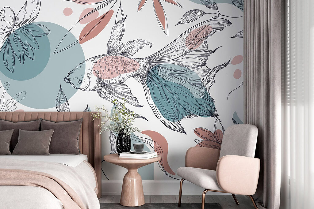 Pesce tra fiori disegnati — ambiente 2