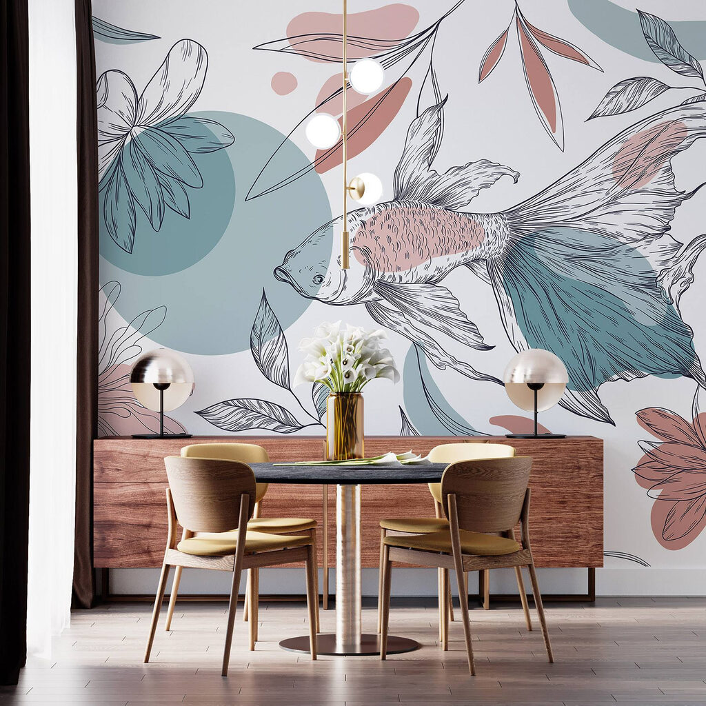 Pesce tra fiori disegnati — ambiente 3