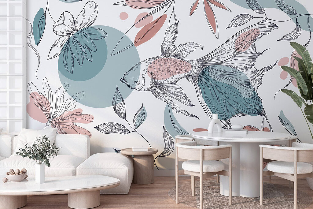 Pesce tra fiori disegnati — ambiente 4