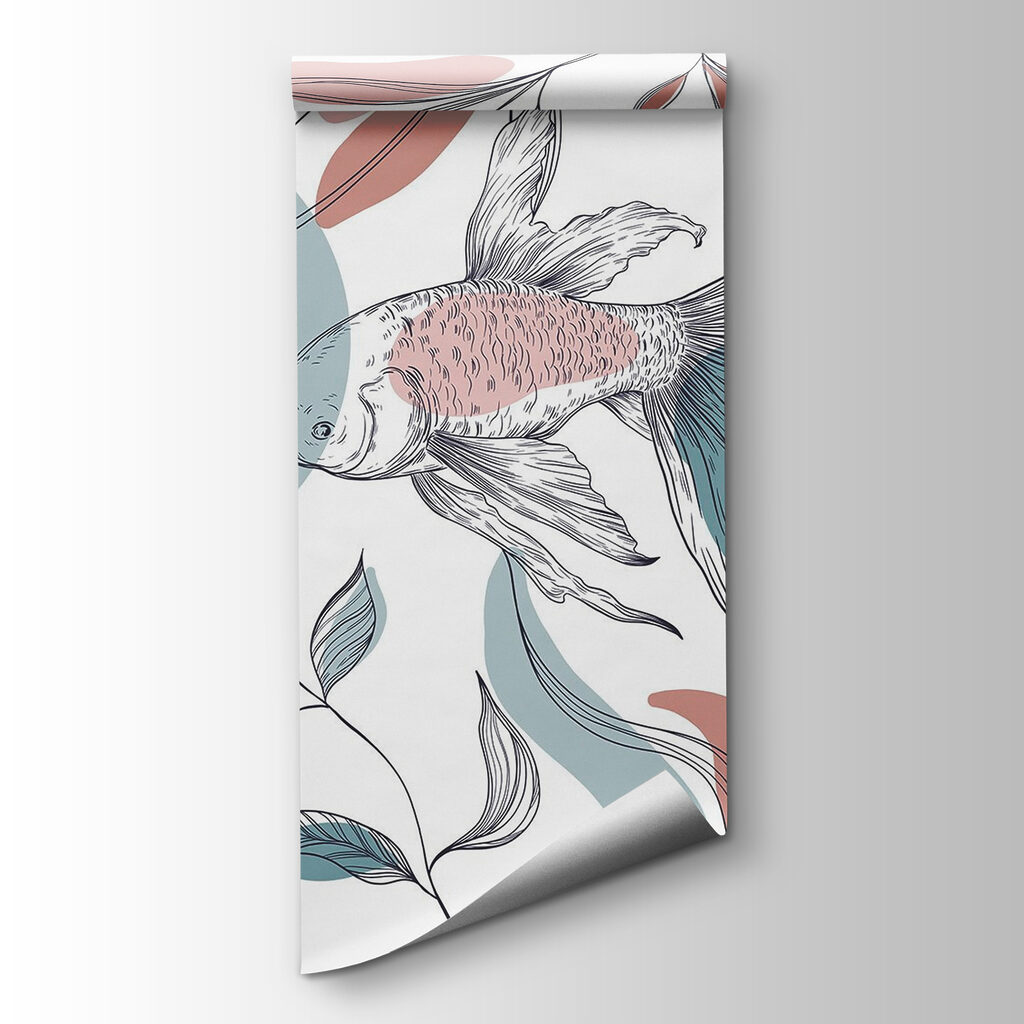 Pesce tra fiori disegnati — vista del prodotto