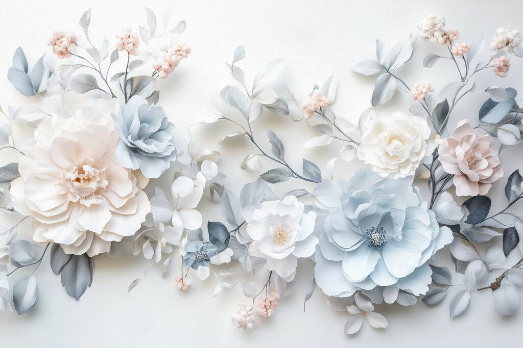 Fiori blu e bianchi — design completo