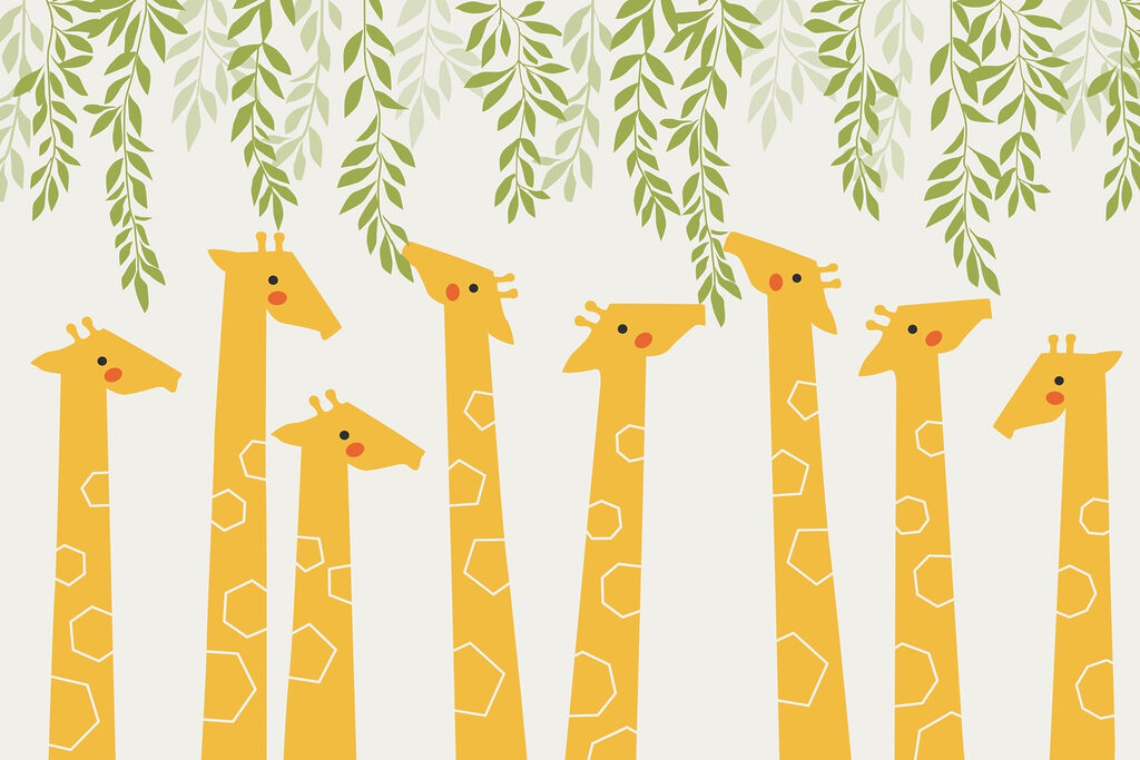 Giraffe sotto tralci verdi — design completo