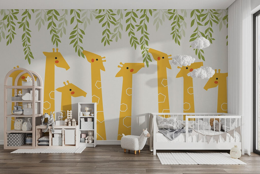 Giraffe sotto tralci verdi — ambiente 1