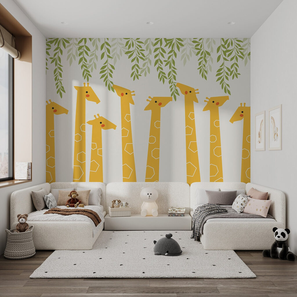 Giraffe sotto tralci verdi — ambiente 2