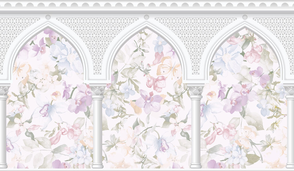 Fiori dietro tre archi — design completo