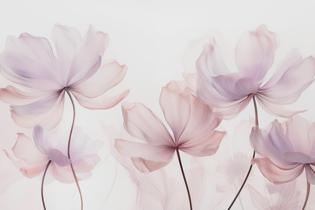Fiori rosa su steli — design completo