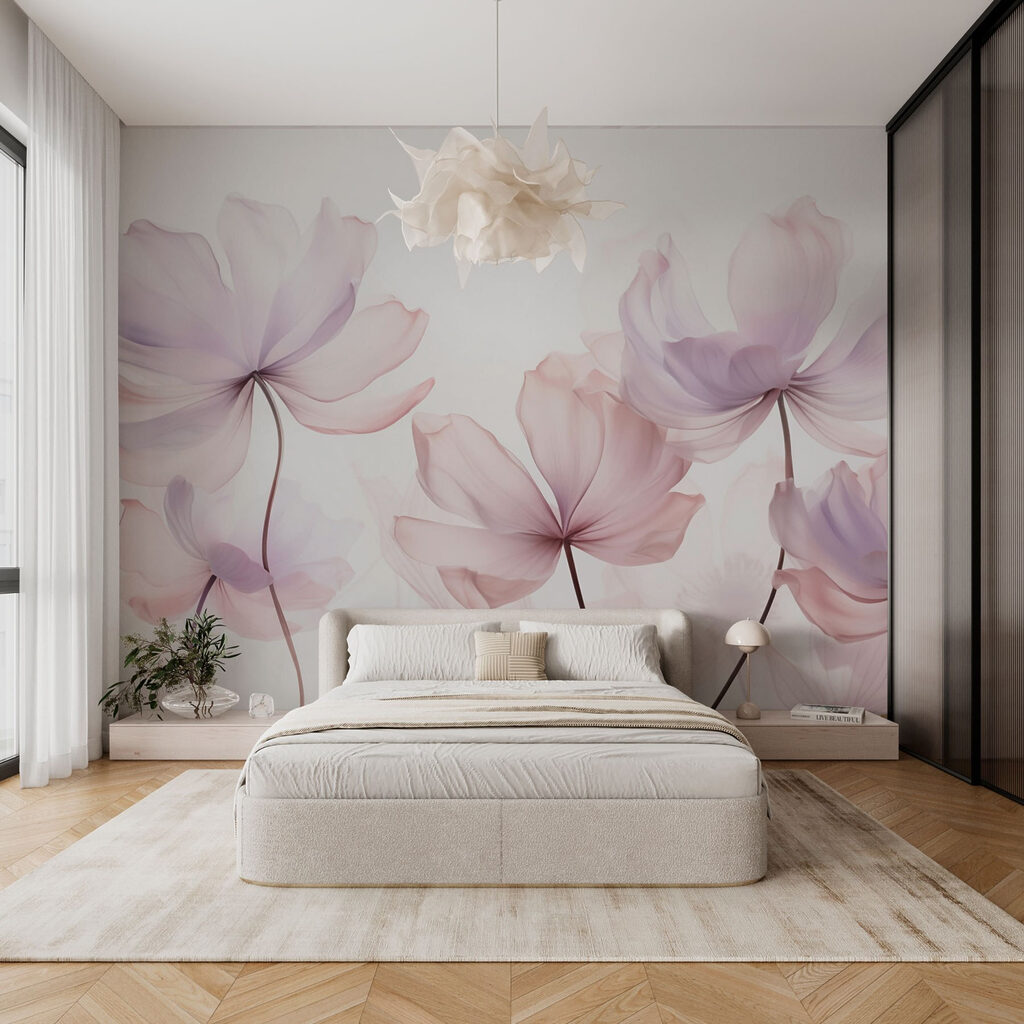 Fiori rosa su steli in un ambiente