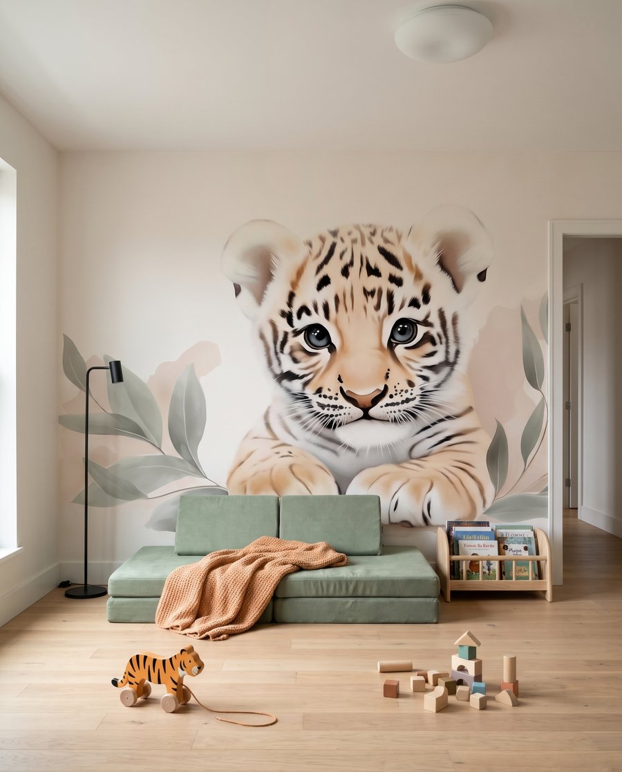 Cucciolo di tigre in un ambiente