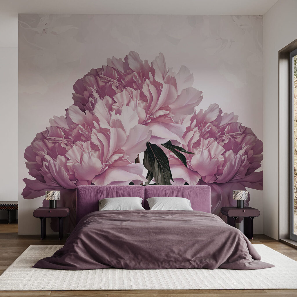 Peonie viola sul fogliame — ambiente 1