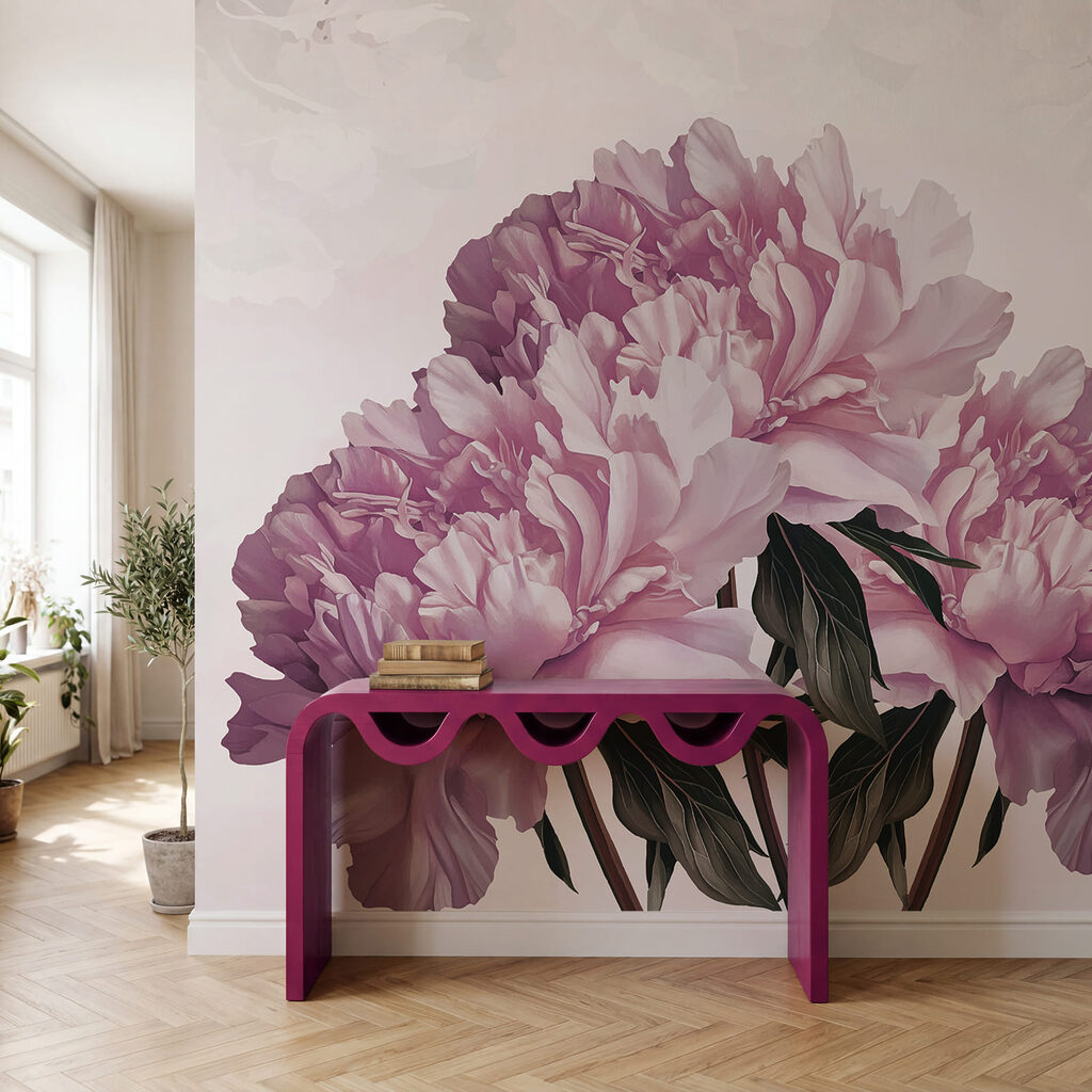 Peonie viola sul fogliame — ambiente 2
