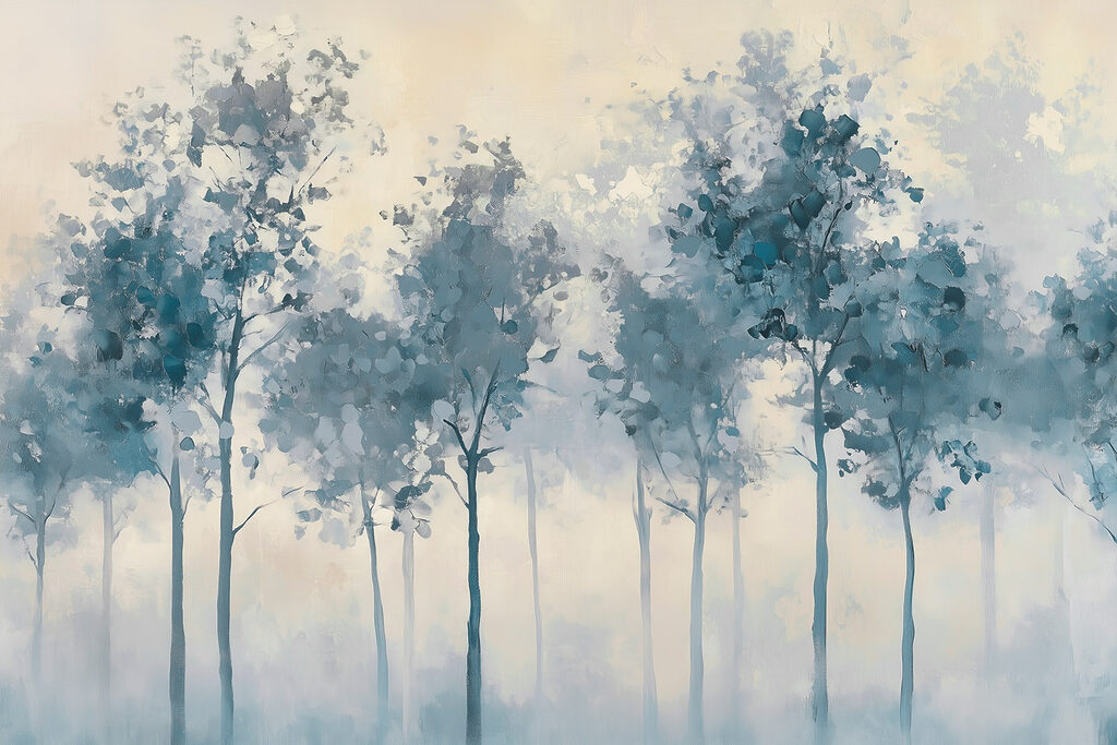 Fila di alberi snelli — design completo