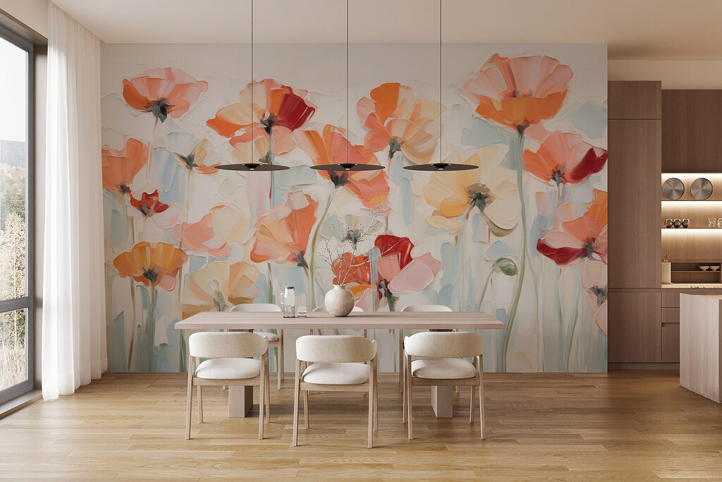 Pennellate arancio e rosa — ambiente 3
