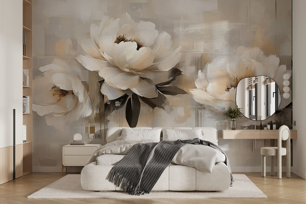 Peonie su fondo dipinto — ambiente 1