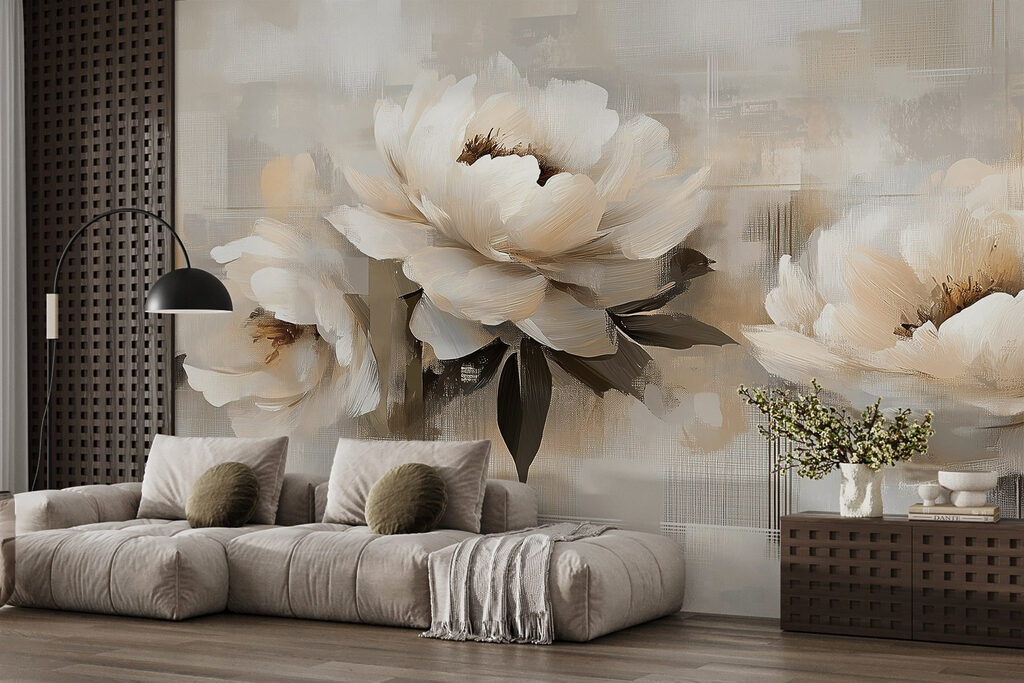 Peonie su fondo dipinto — ambiente 3