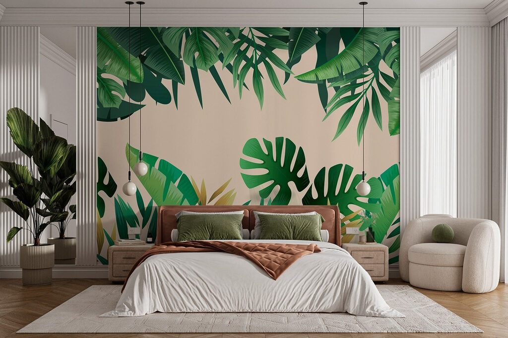 Foglie tropicali su beige — ambiente 1