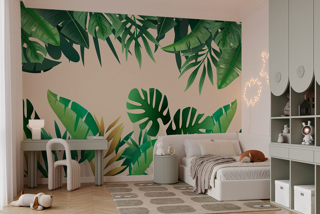 Foglie tropicali su beige — ambiente 3