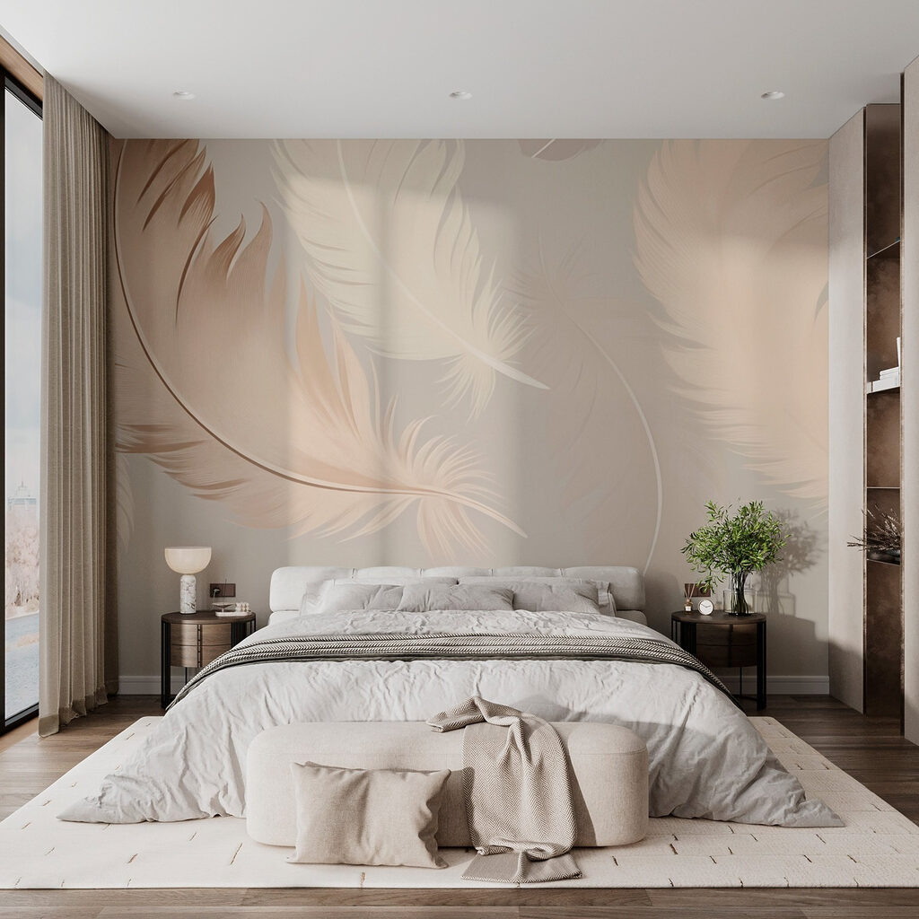 Piume in toni crema — ambiente 2
