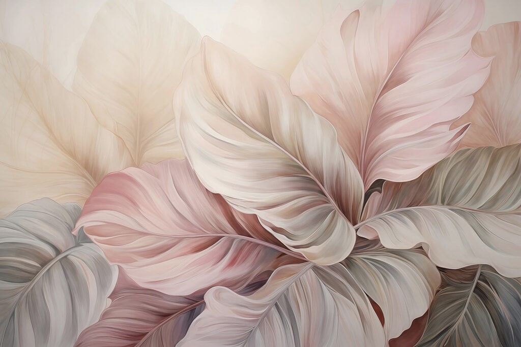 Foglie rosa e crema — design completo