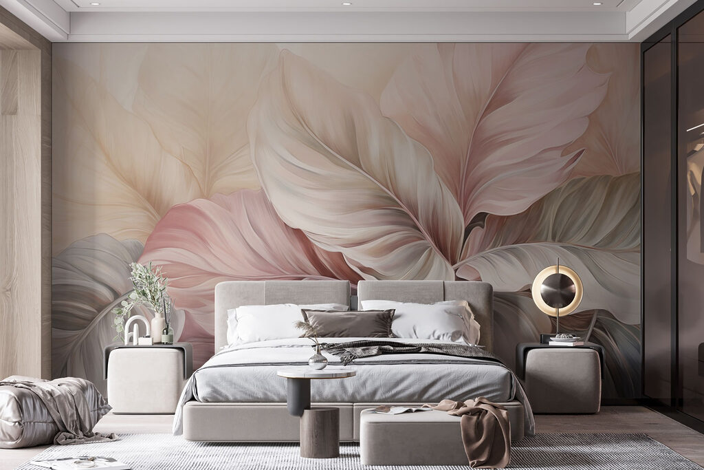 Foglie rosa e crema — ambiente 1