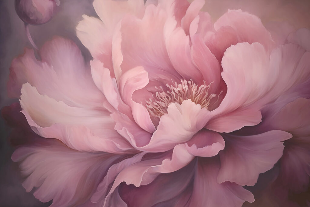 Peonia rosa nell’ombra — design completo
