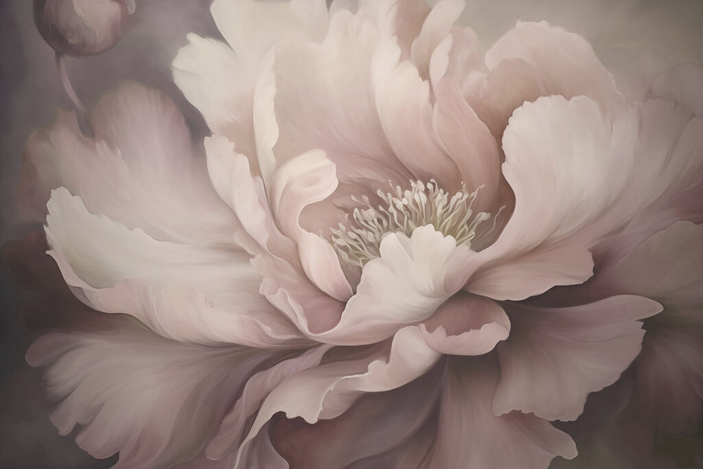Peonia rosa nell’ombra — design completo