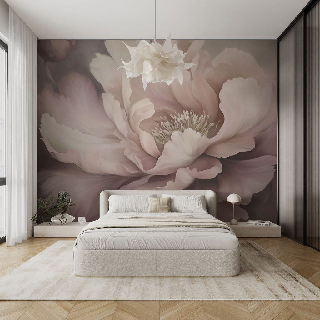 Peonia rosa nell’ombra in un ambiente
