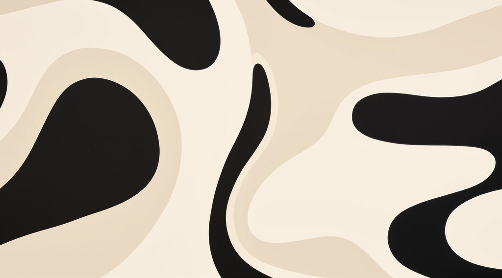 Forme nere su beige — design completo