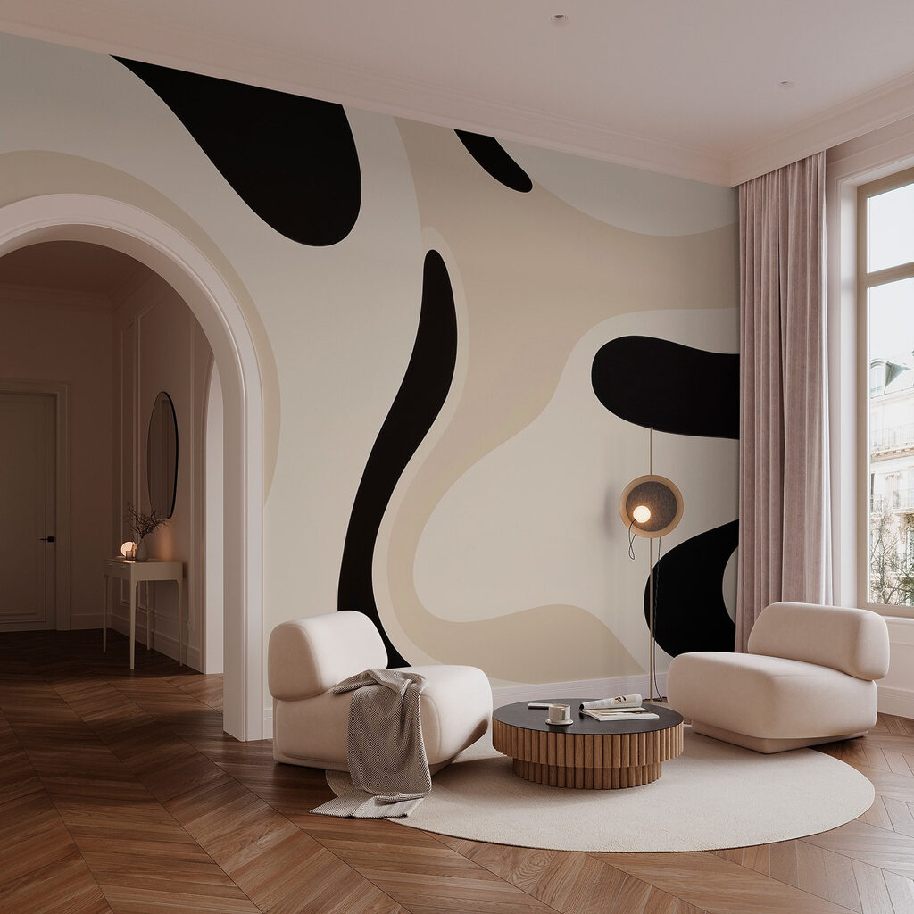 Forme nere su beige — ambiente 3
