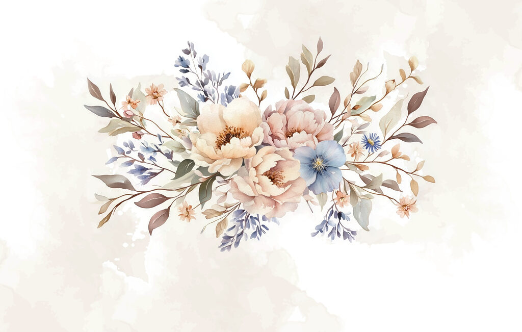 Piccolo bouquet su crema — design completo